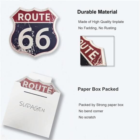 Route 66 Signs Vintage Road Signs High Way Metal Tin Sign for Wall Decor 12"x12" - Picture 4 of 7